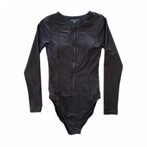 Universal Standard NEW Black Zip Long Sleeve One Piece Sun Protection Swimsuit
